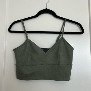 🍄 F21: Olive Green Suede Crop Top